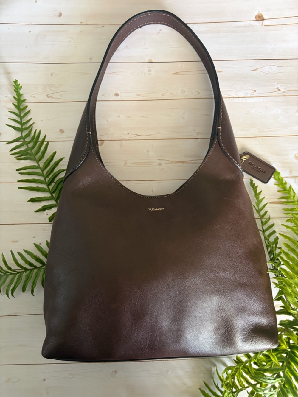 Coach Brooklyn Shoulder Bag 28 Dark Brown Leather